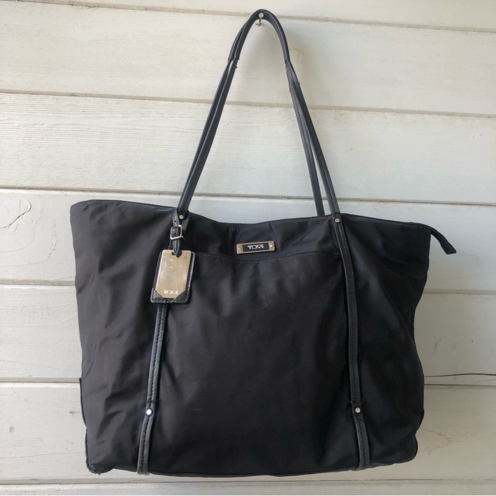 Tumi Black Women's Tote Bag with Silver Accents